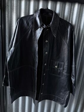 GANNI Lamb Leather Shirt Jacket